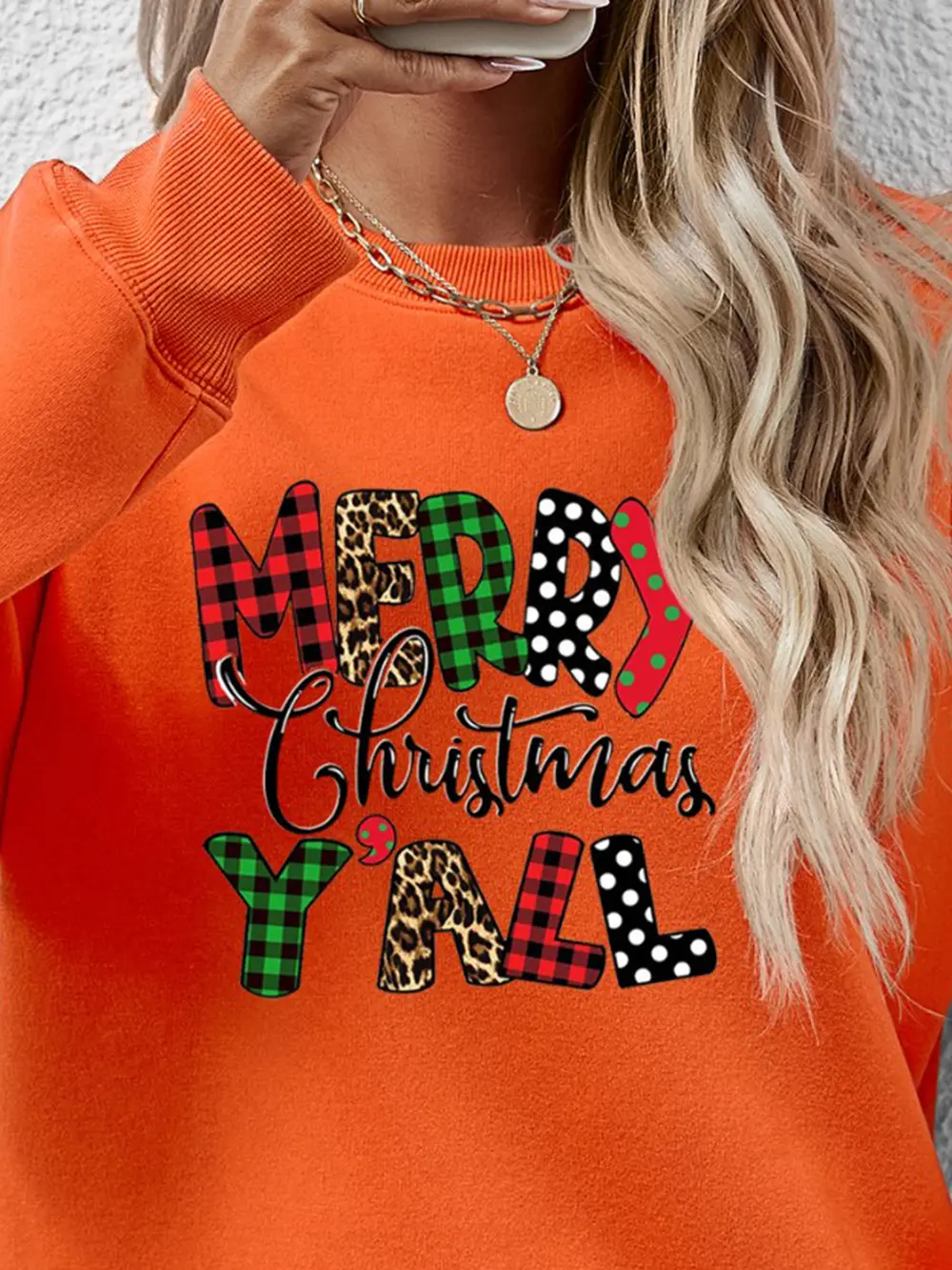 Letter Graphic Round Neck Long Sleeve Sweatshirt, image 4