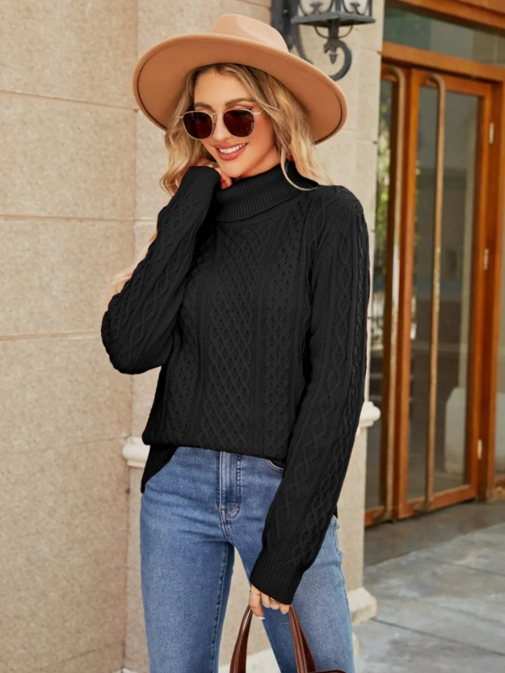 Cable-Knit Mock Neck Sweater, image 17