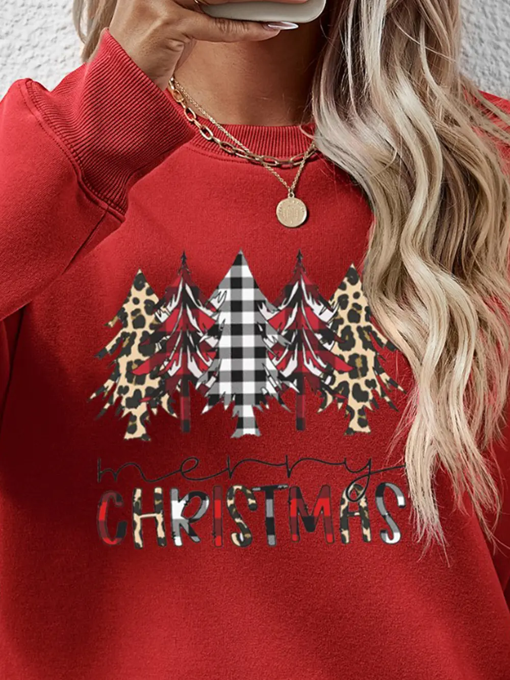 MERRY CHRISTMAS Round Neck Long Sleeve Sweatshirt, image 4