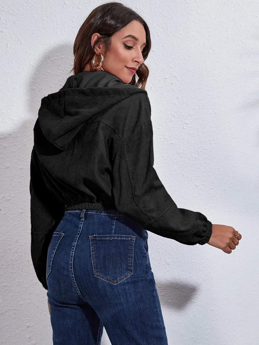 Drawstring Hooded Zip Up Jacket with Pockets, image 17