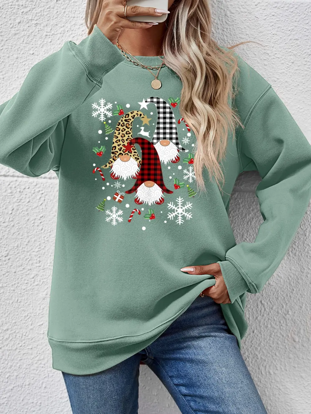 Faceless Gnomes Graphic Drop Shoulder Sweatshirt, image 10