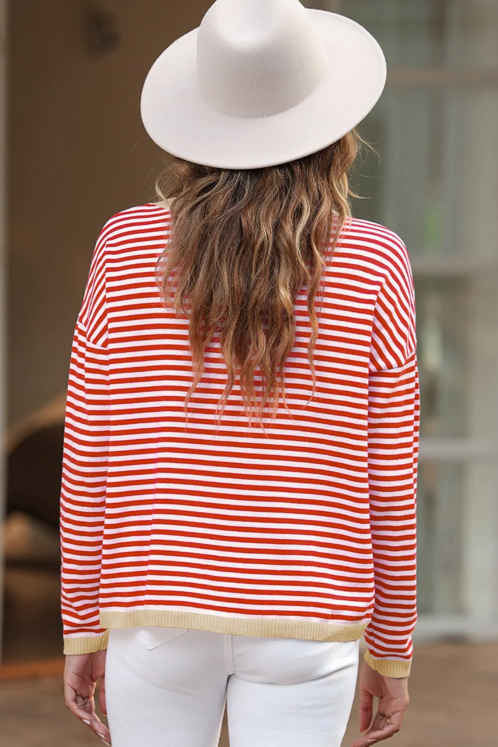 Striped Round Neck Drop Shoulder T-Shirt, image 8