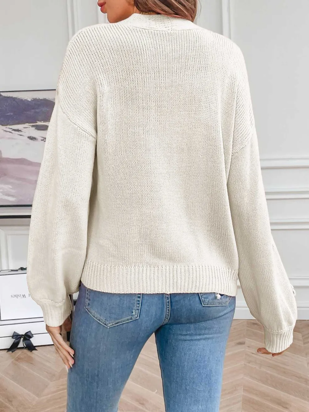 Floral Long Sleeve Open Front Cardigan, image 8