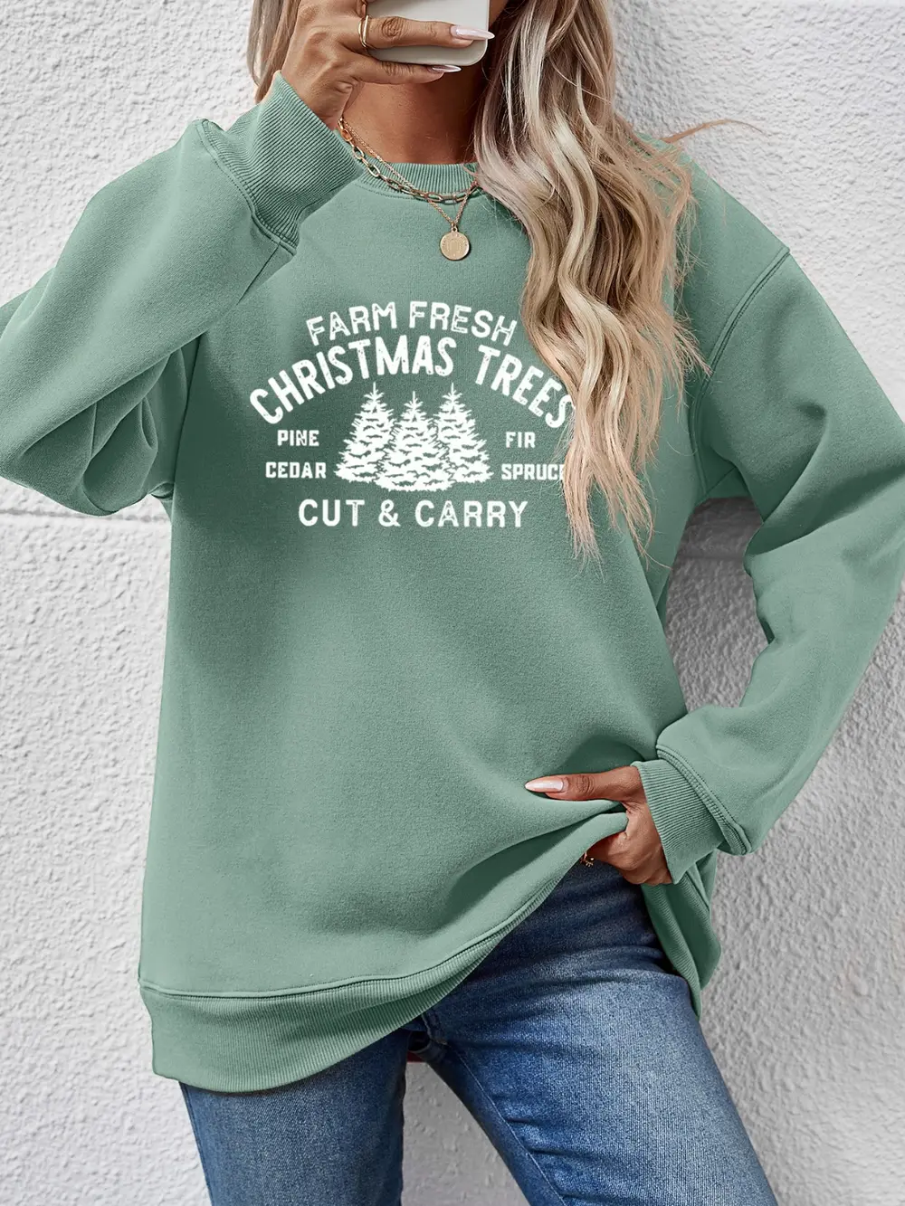 Round Neck Graphic Long Sleeve Sweatshirt, image 19