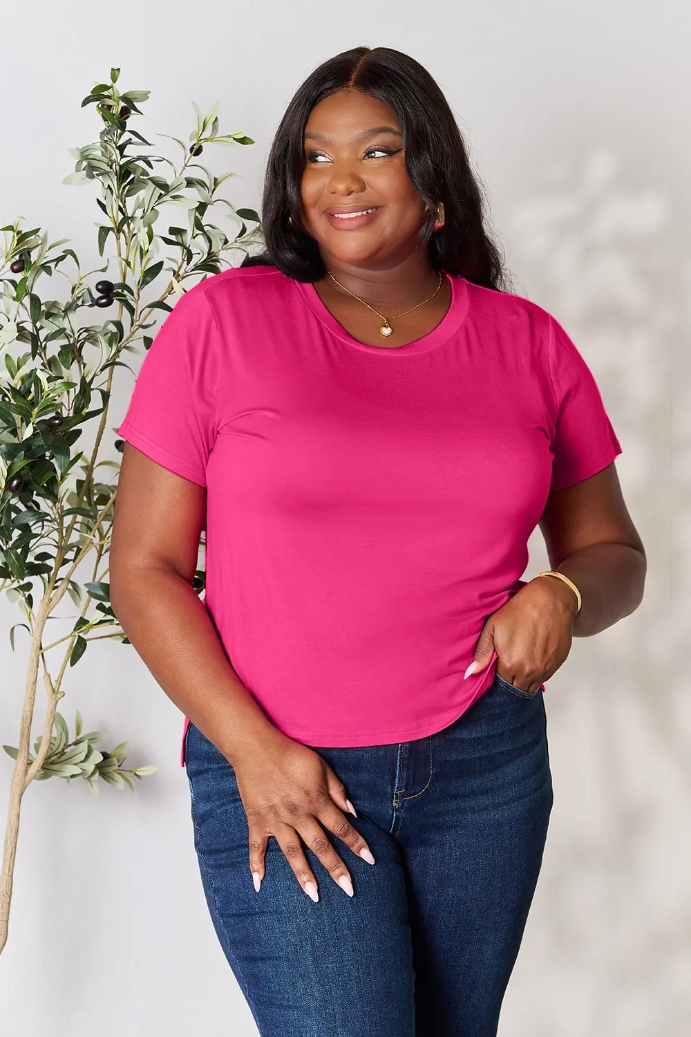 Full Size Round Neck Short Sleeve T-Shirt, image 20