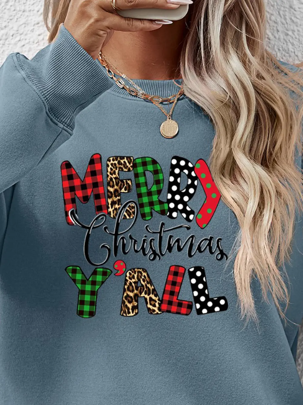 Letter Graphic Round Neck Long Sleeve Sweatshirt, image 11