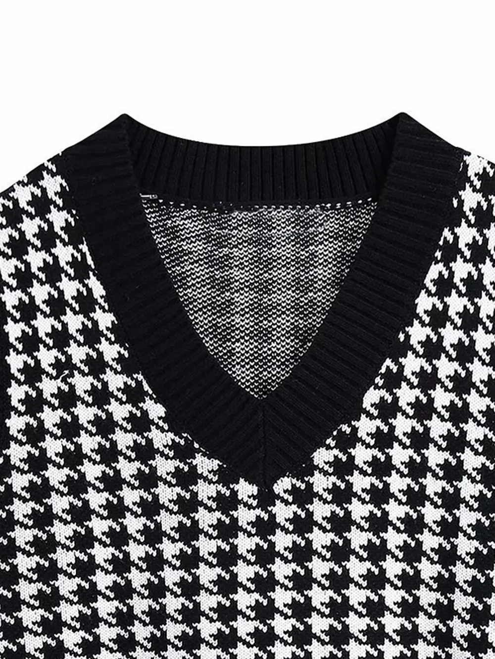 Houndstooth V-Neck Sweater Vest, image 9