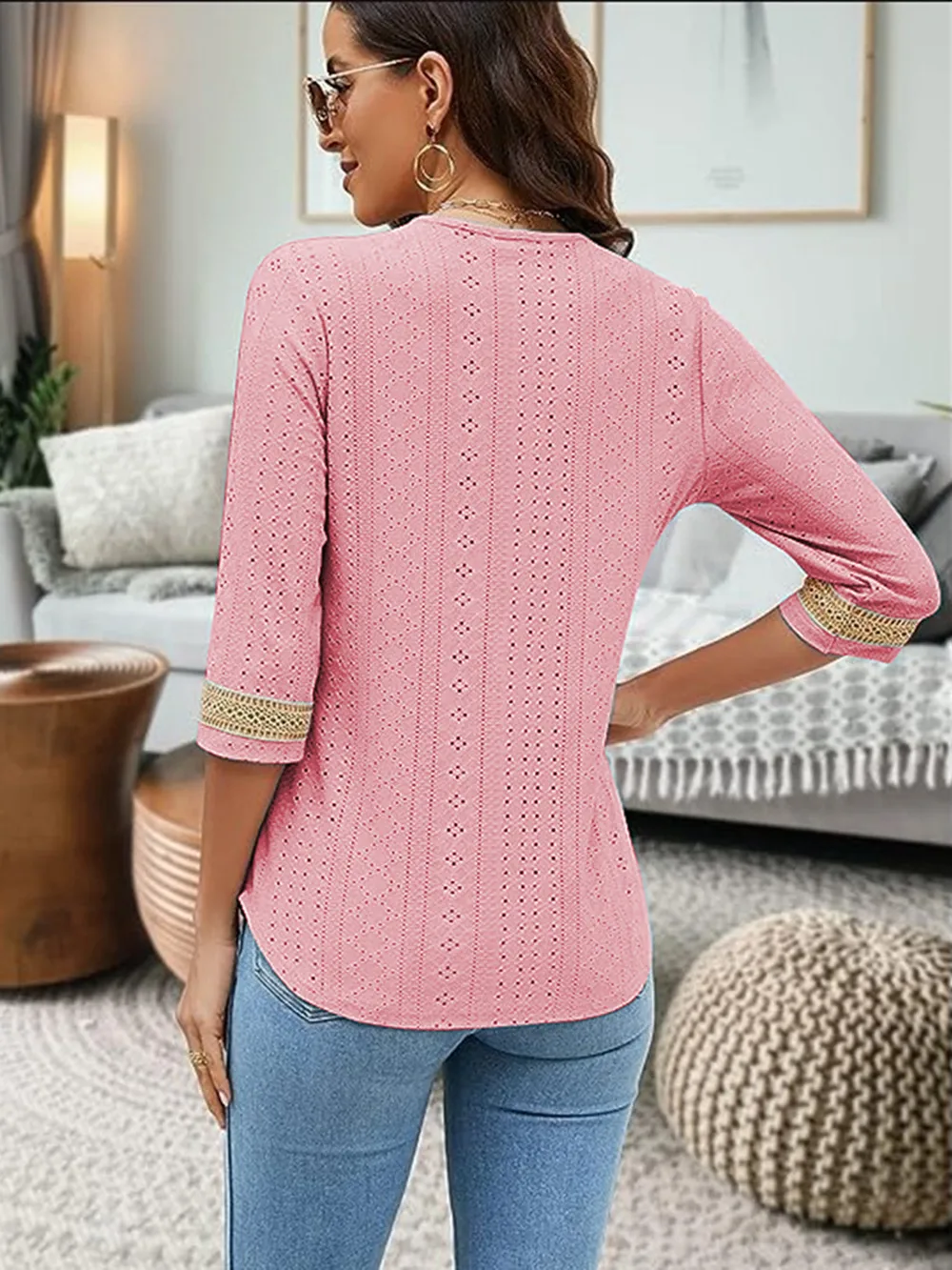 V-Neck Eyelet Blouse, image 24