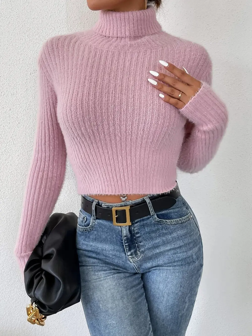 Ribbed Turtleneck Long Sleeve Sweater, image 2