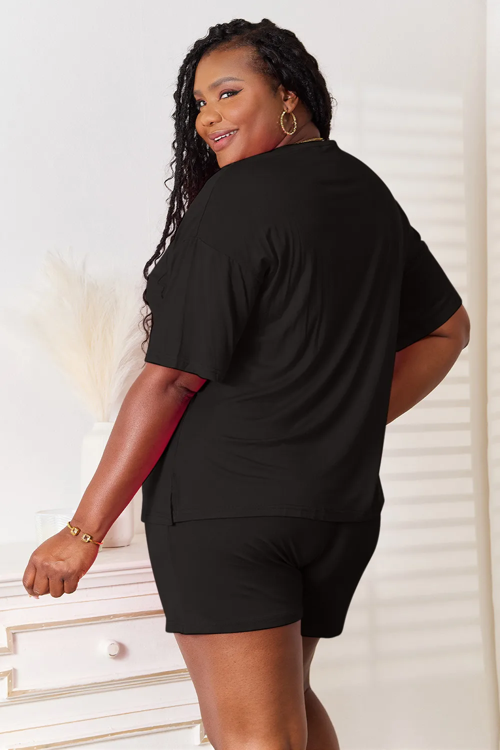 Full Size Soft Rayon Half Sleeve Top and Shorts Set, image 11
