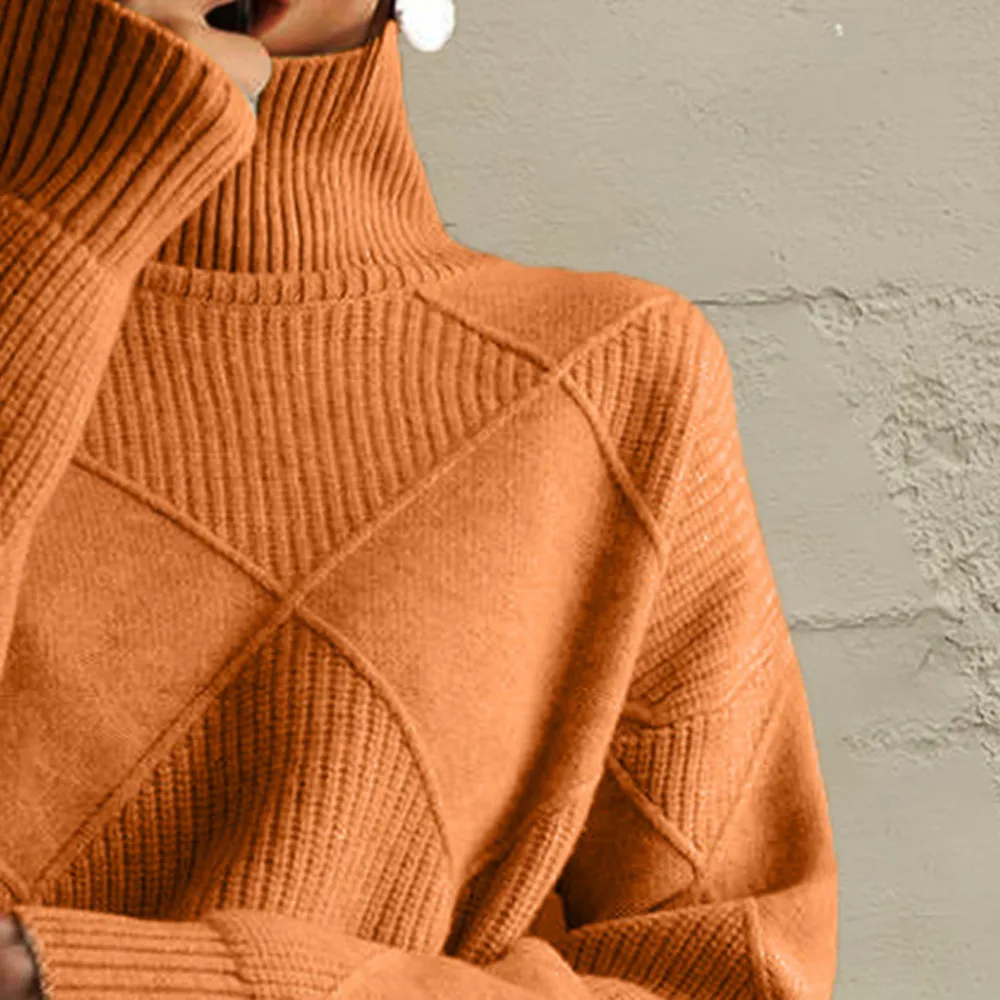 Geometric Turtleneck Long Sleeve Sweater, image 16