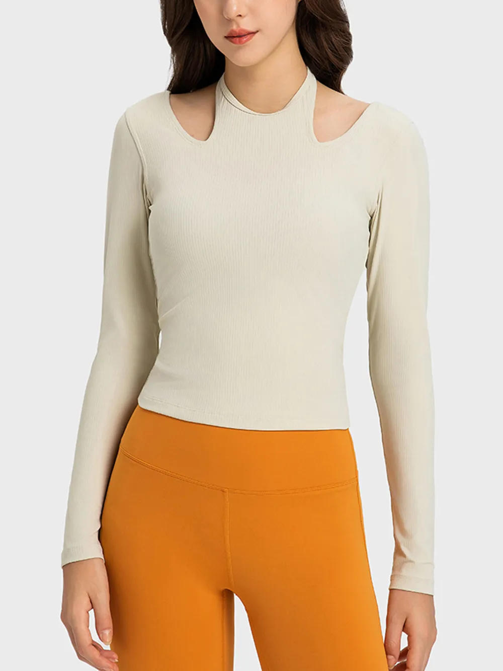 Halter Neck Long Sleeve Sporty Top, image 7