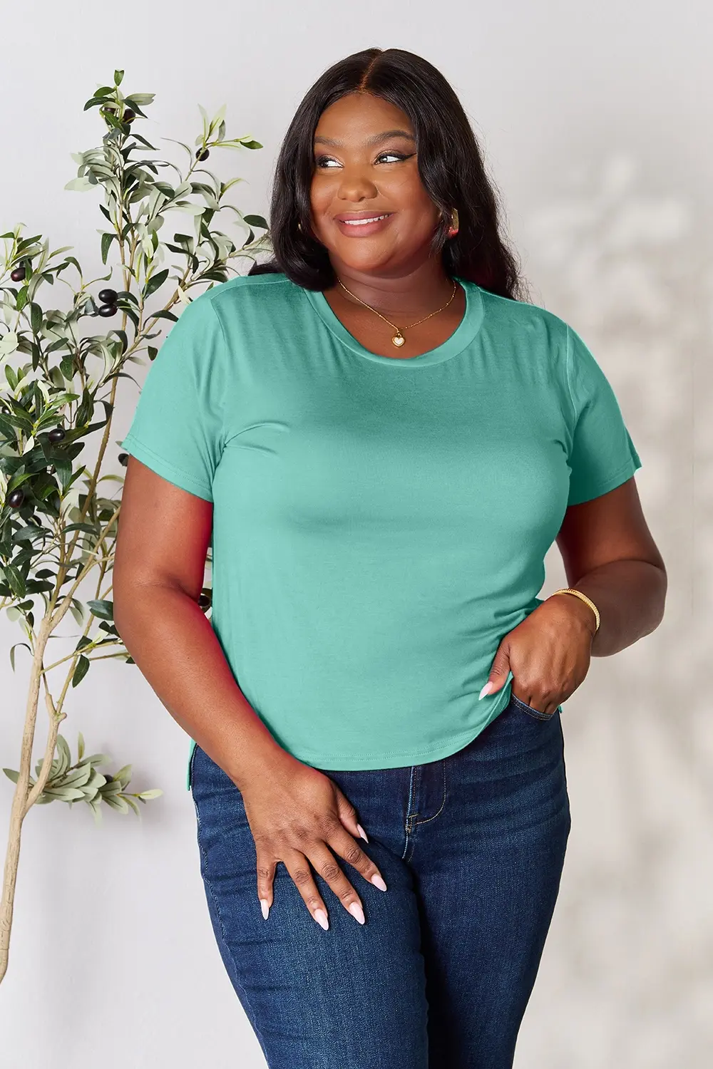 Full Size Round Neck Short Sleeve T-Shirt, image 21