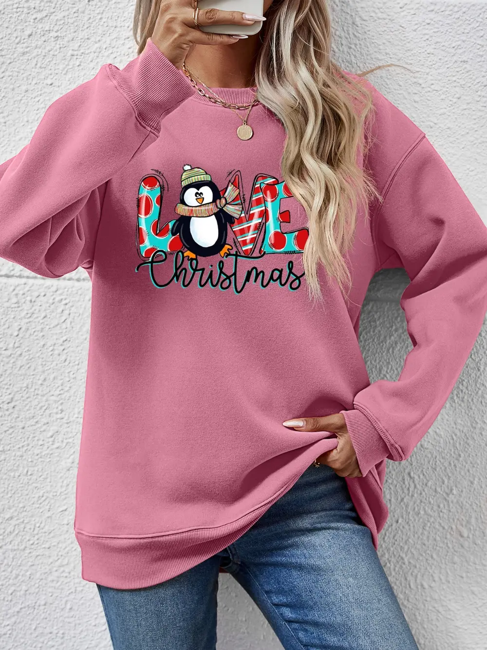 LIVE CHRISTMAS Drop Shoulder Round Neck Sweatshirt, image 7