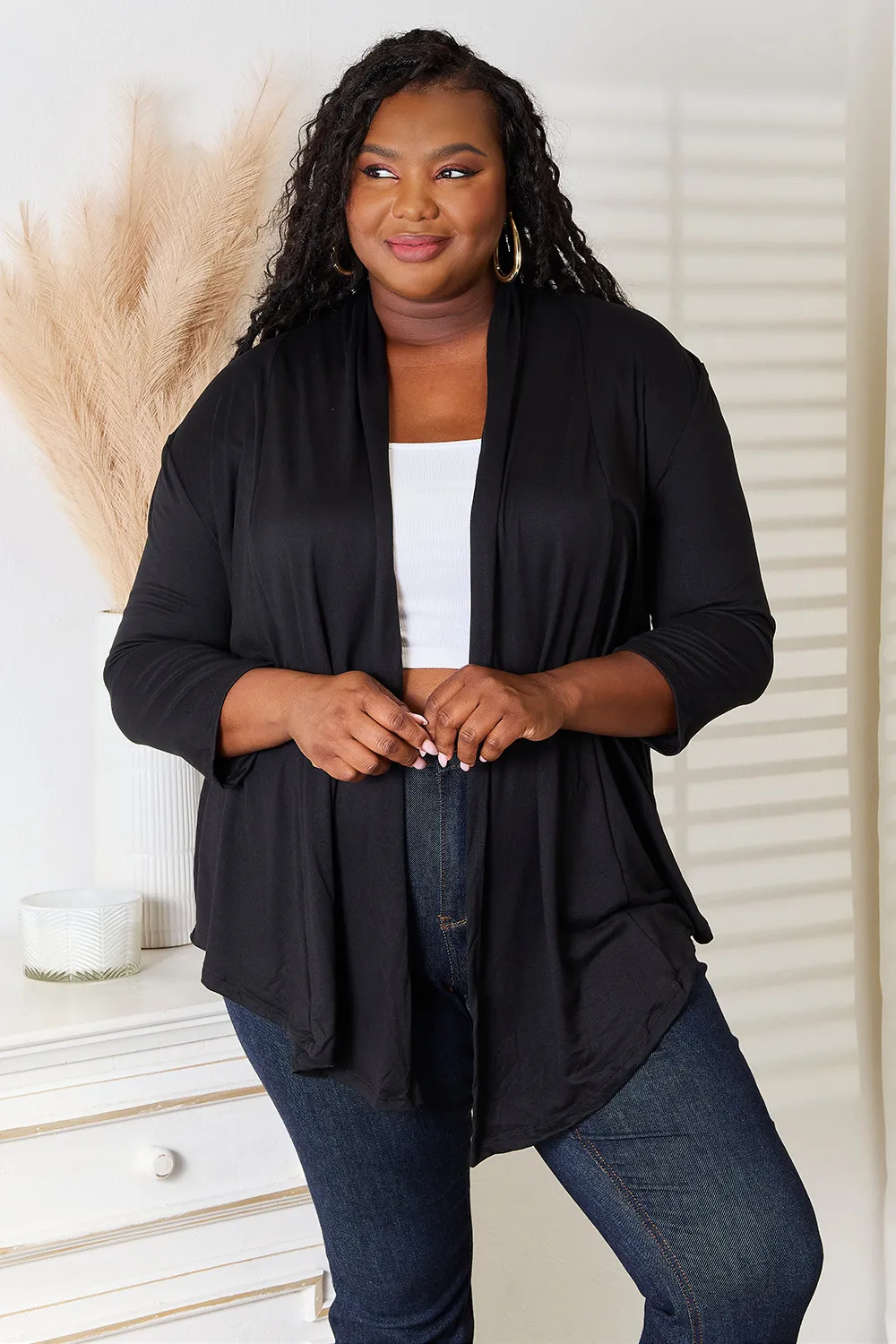 Full Size Open Front Cardigan