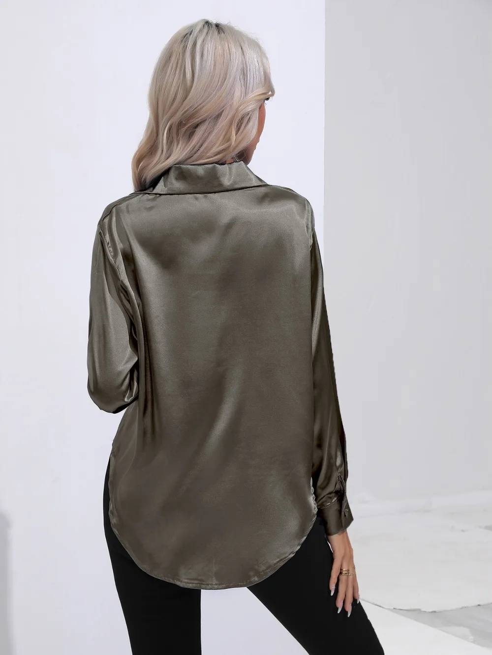 Collared Neck Buttoned Long Sleeve Shirt, image 15