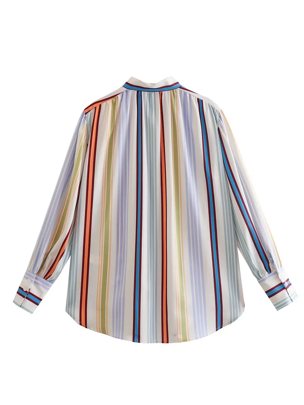 Striped Button Down Lantern Sleeve Shirt, image 3