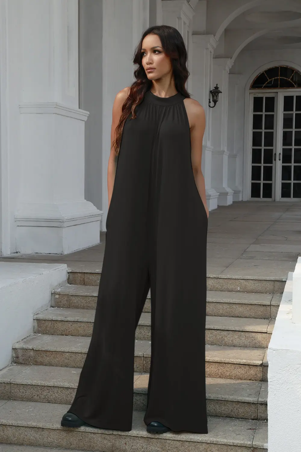 Full Size Tie Back Cutout Sleeveless Jumpsuit, image 7
