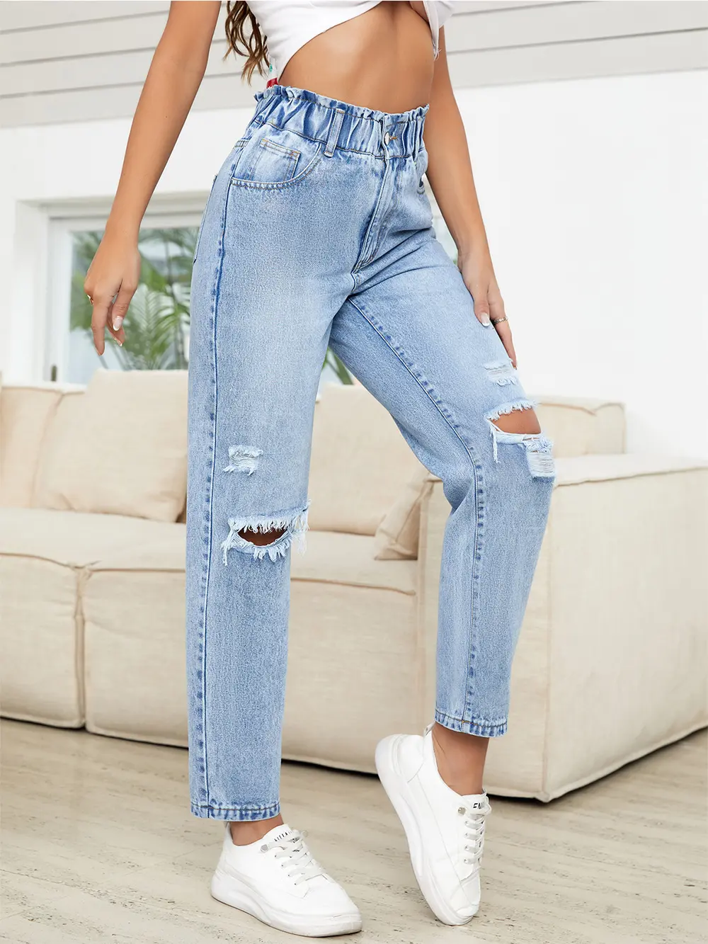 Distressed High Waist Jeans, image 3