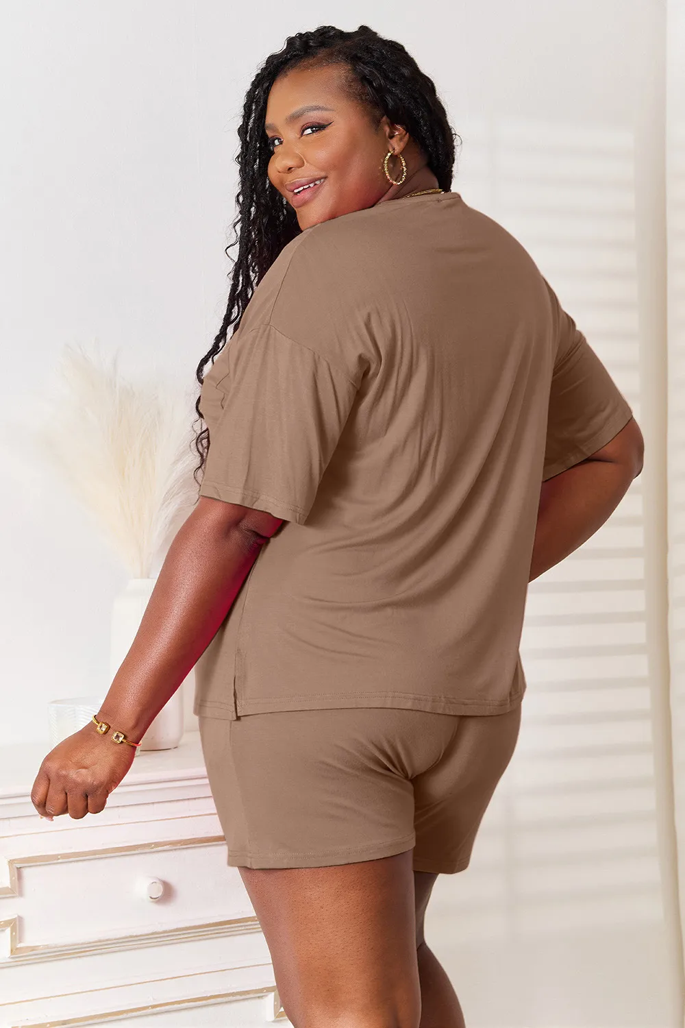 Full Size Soft Rayon Half Sleeve Top and Shorts Set, image 12