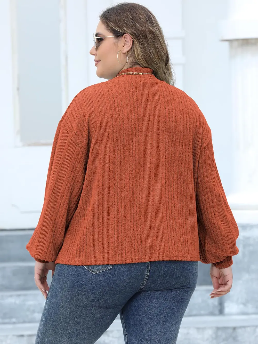 Plus Size Mock Neck Long Sleeve Knit Top, image 10
