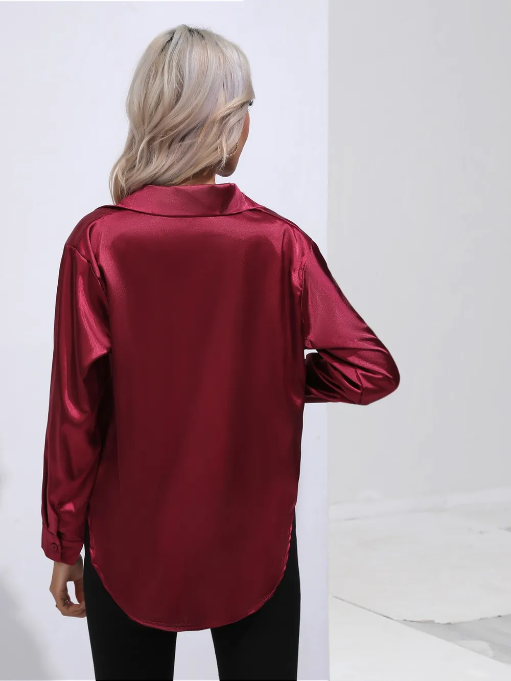 Collared Neck Buttoned Long Sleeve Shirt, image 17