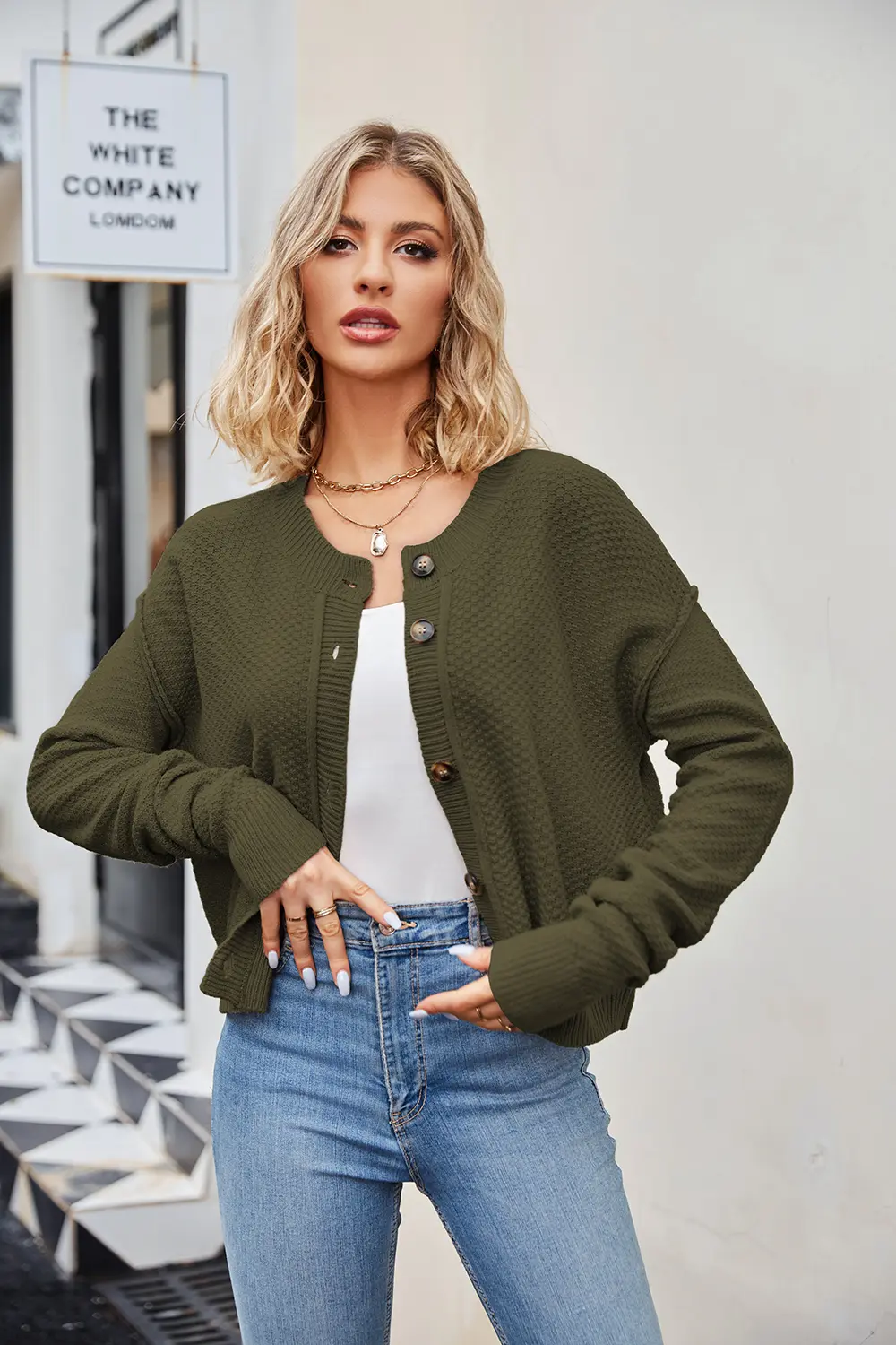 Button Down Exposed Seam Cardigan, image 13