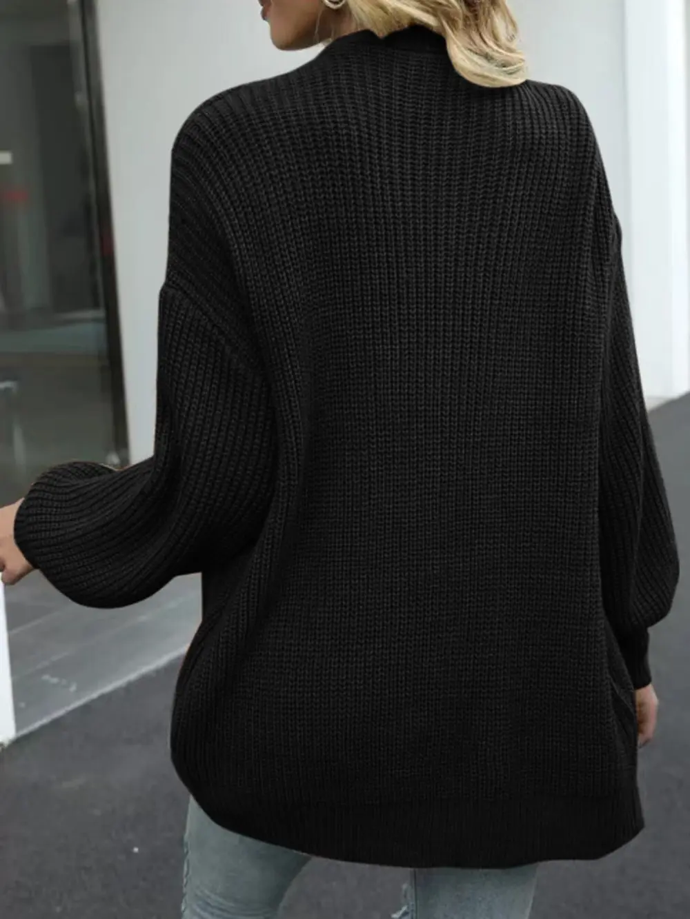 Drop Shoulder Balloon Sleeve Cardigan, image 9