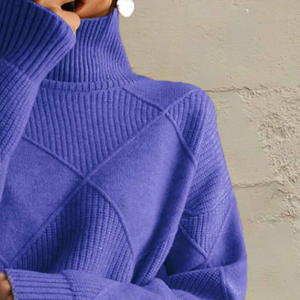 Geometric Turtleneck Long Sleeve Sweater, image 21