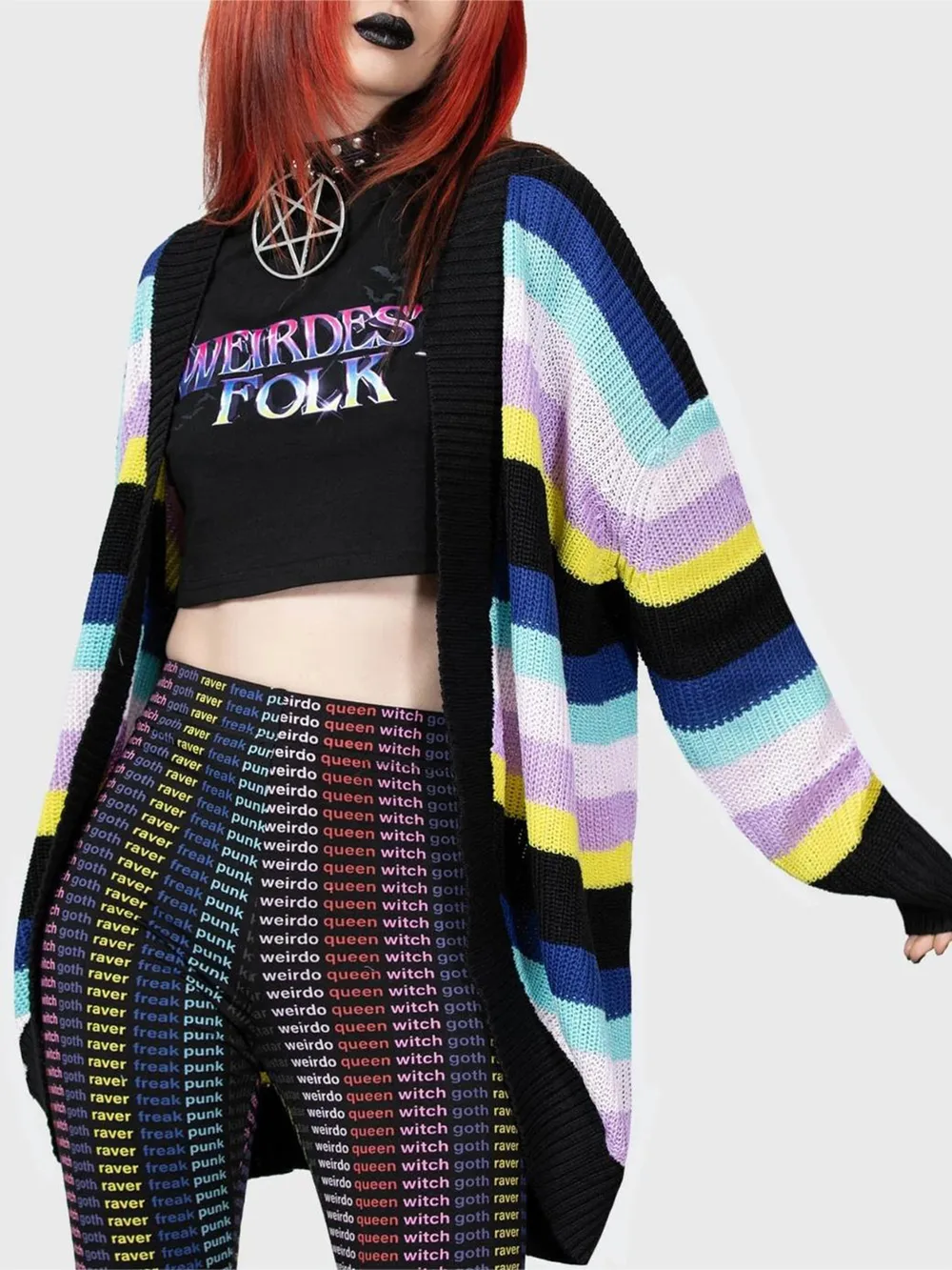 Striped Open Front Long Sleeve Cardigan, image 2