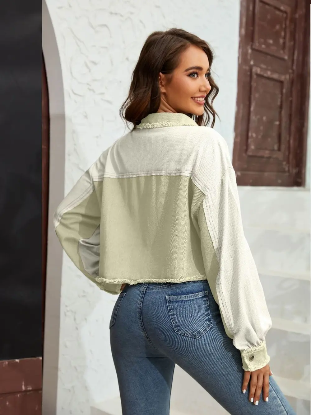 Color Block Crop Jacket with Pockets, image 12