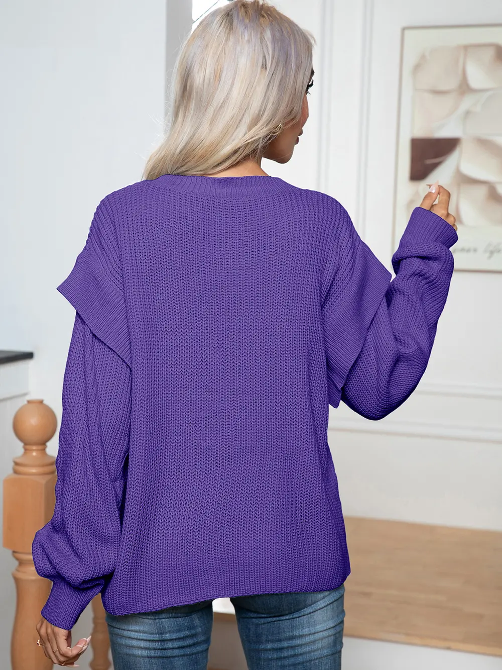 Dropped Shoulder Long Sleeve Sweater, image 9