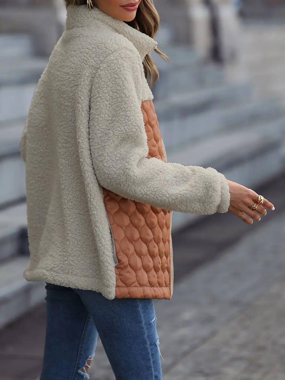 Leopard Color Block Zip-Up Jacket, image 5