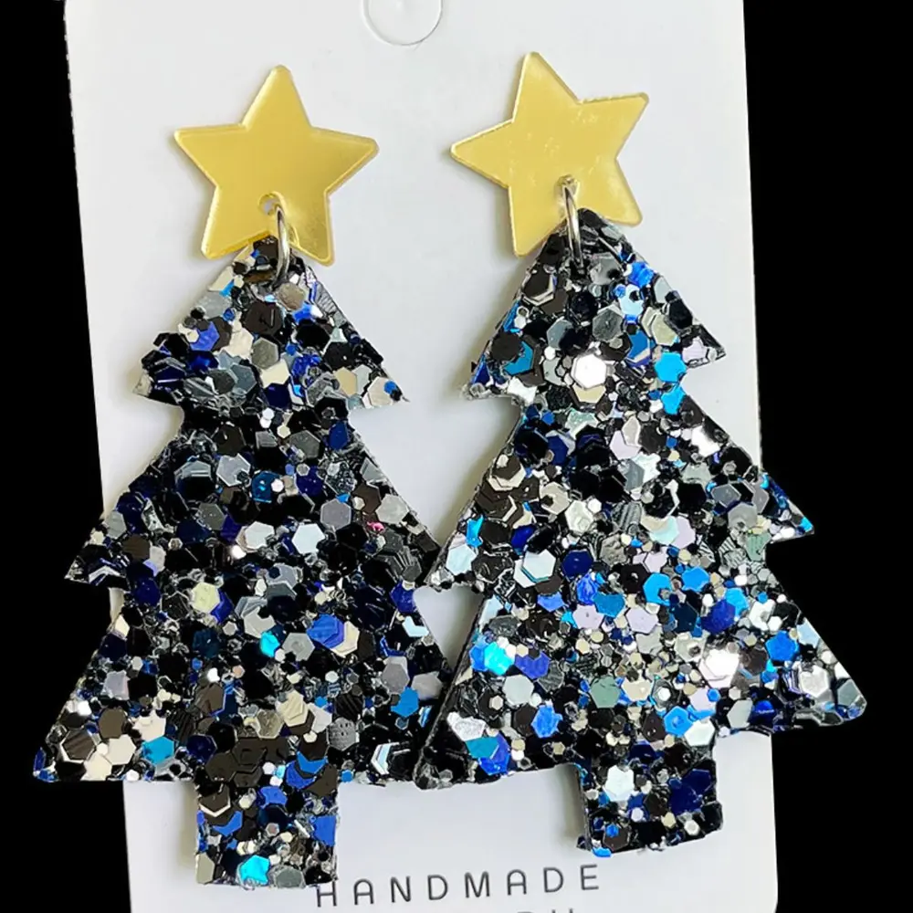 Christmas Tree Acrylic Dangle Earrings, image 3