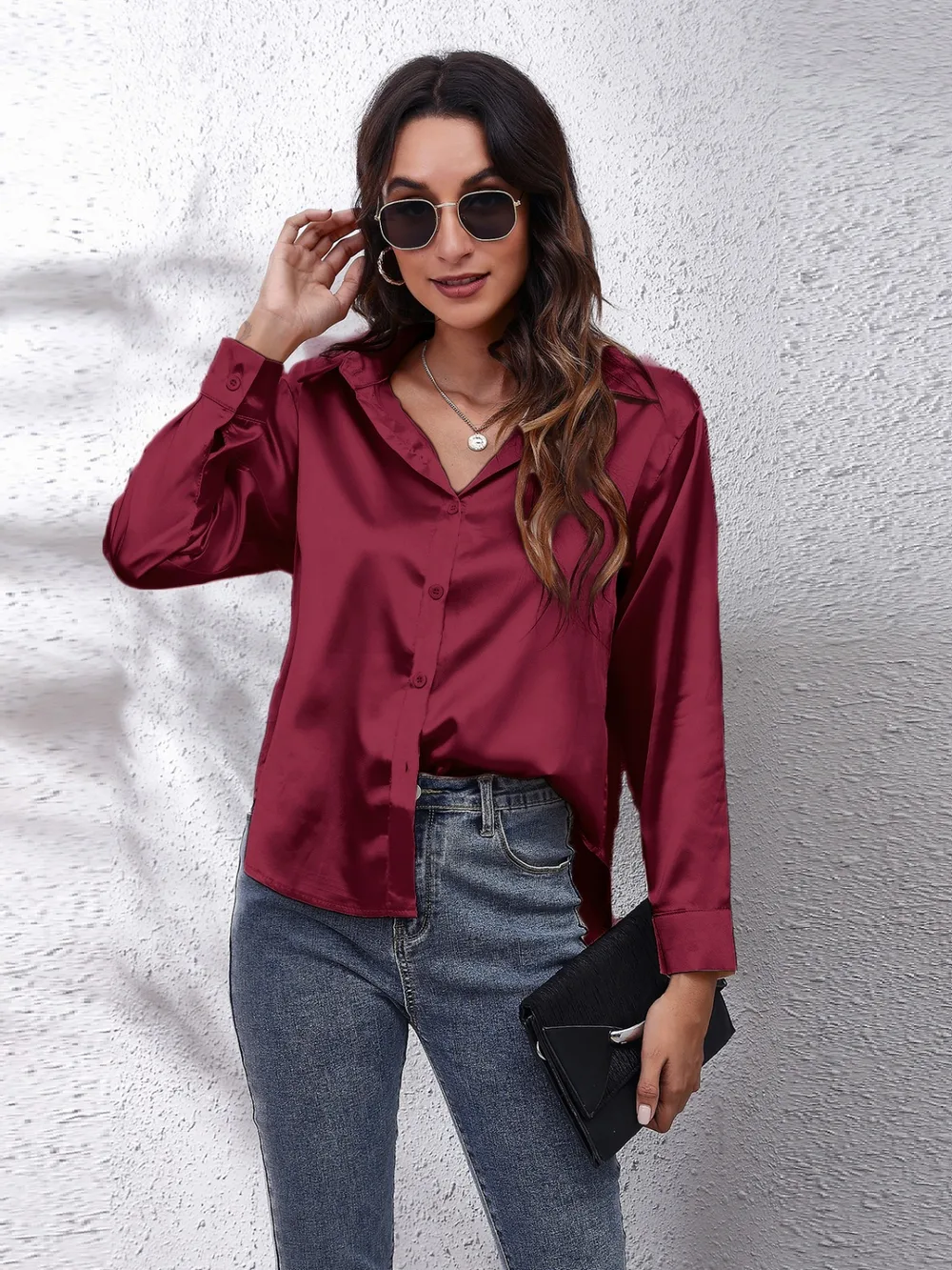Collared Neck Buttoned Long Sleeve Shirt, image 20