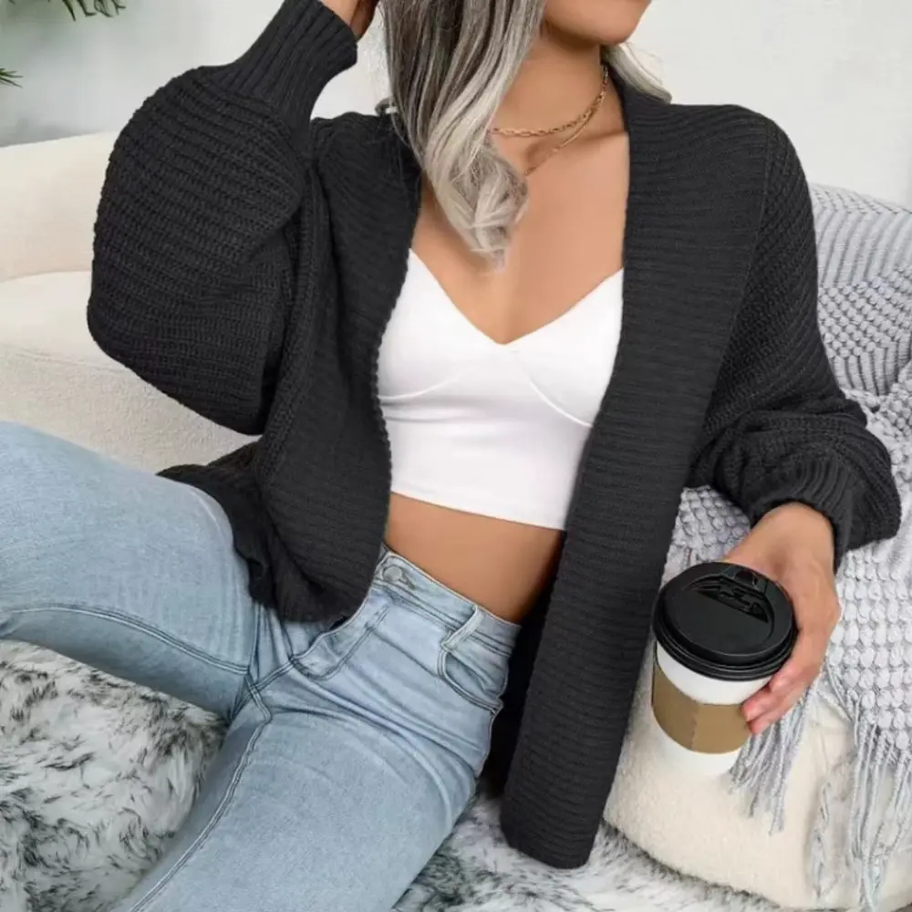 Open Front Lantern Sleeve Cardigan, image 9