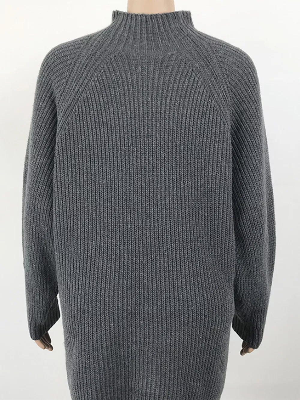 Mock Neck Dropped Shoulder Sweater Dress, image 9