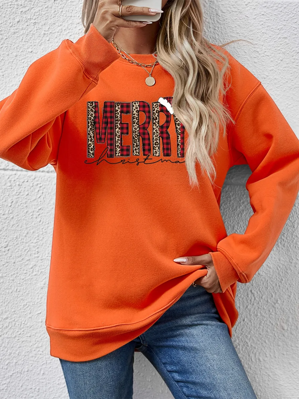 MERRY CHRISTMAS Round Neck Long Sleeve Sweatshirt, image 25