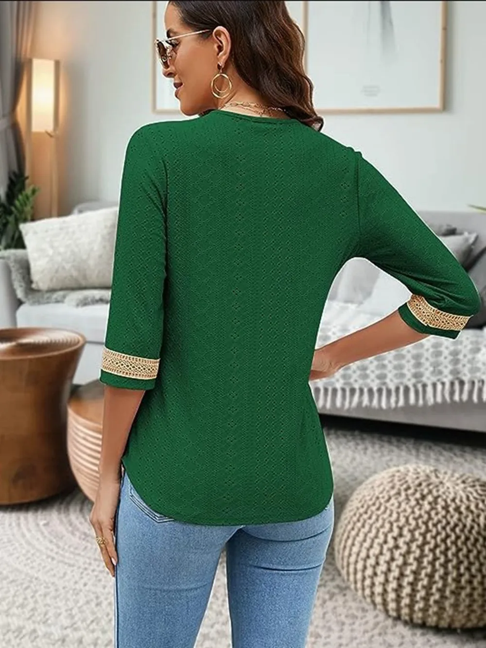 V-Neck Eyelet Blouse, image 18
