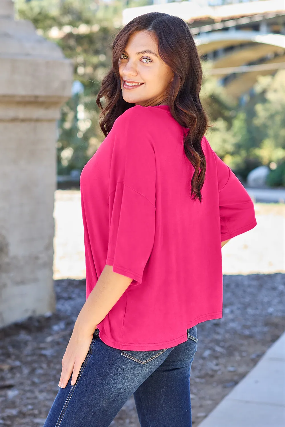 Full Size Round Neck Drop Shoulder T-Shirt, image 9
