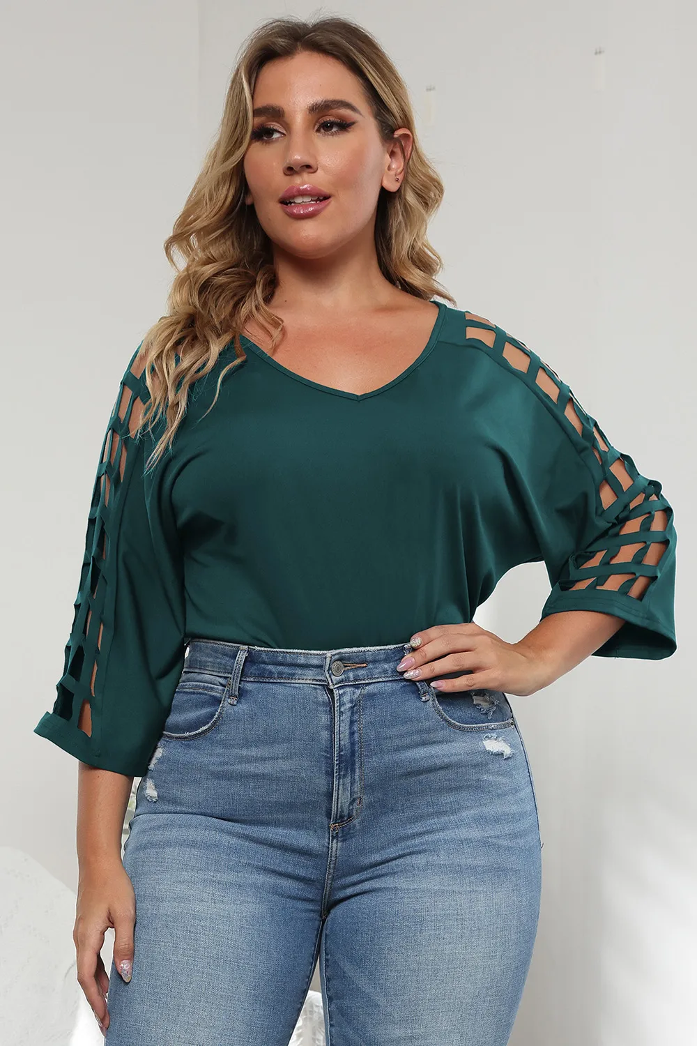 3/4 Sleeve Cutout Detail Top, image 10