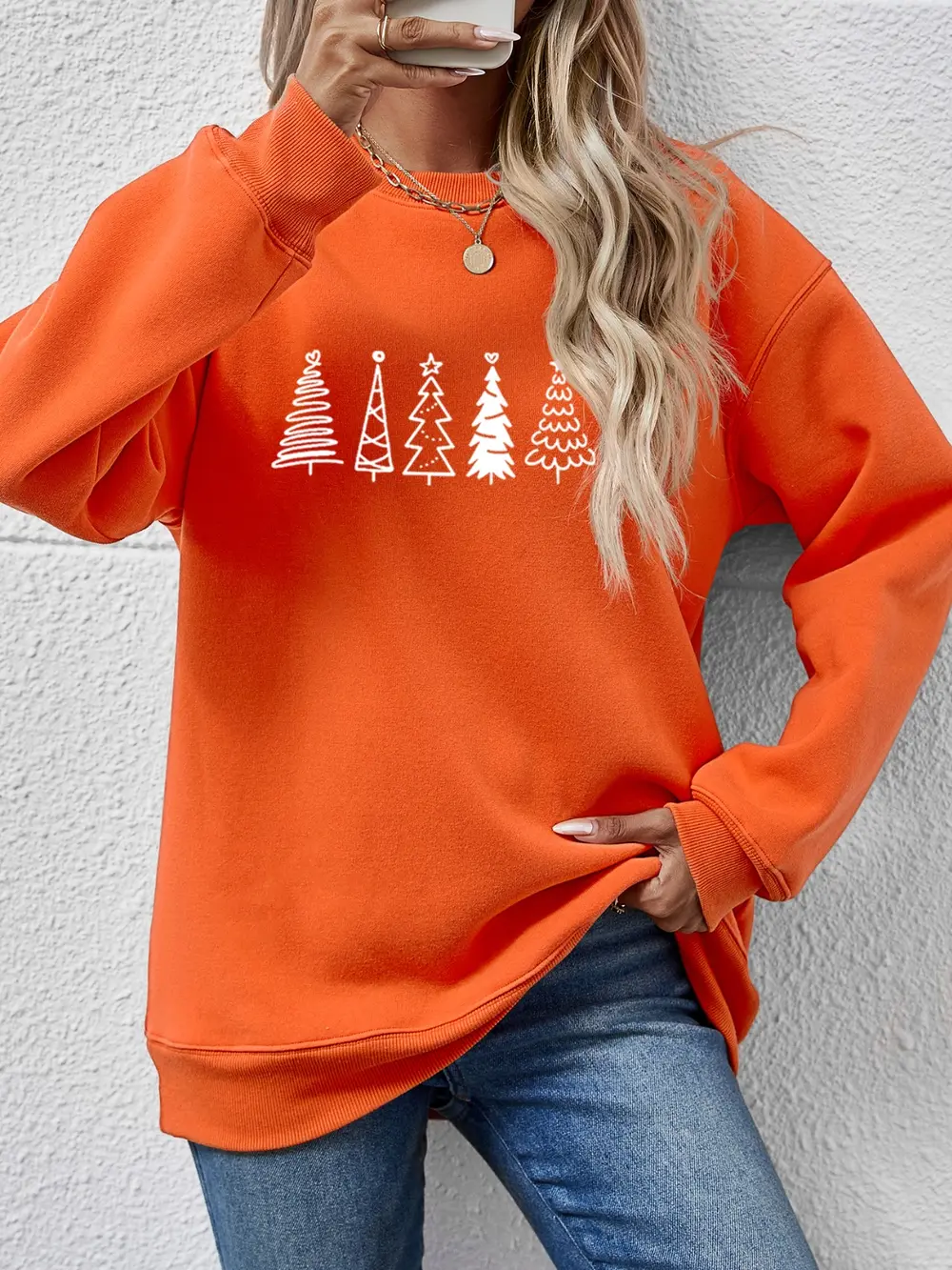 Christmas Tree Graphic Drop Shoulder Sweatshirt, image 2