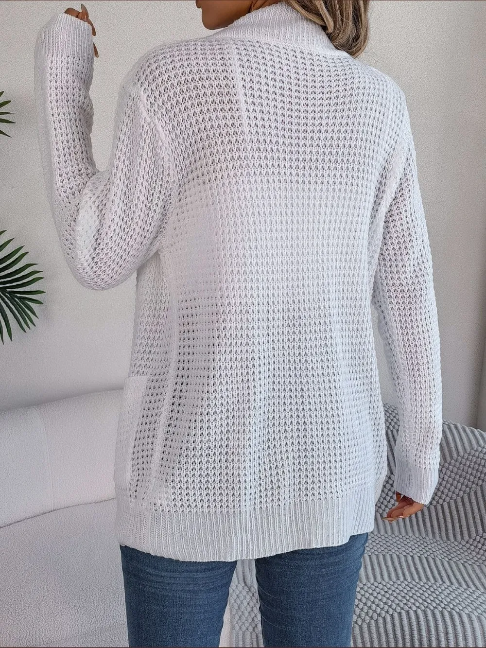 Open Front Long Sleeve Cardigan with Pockets, image 7