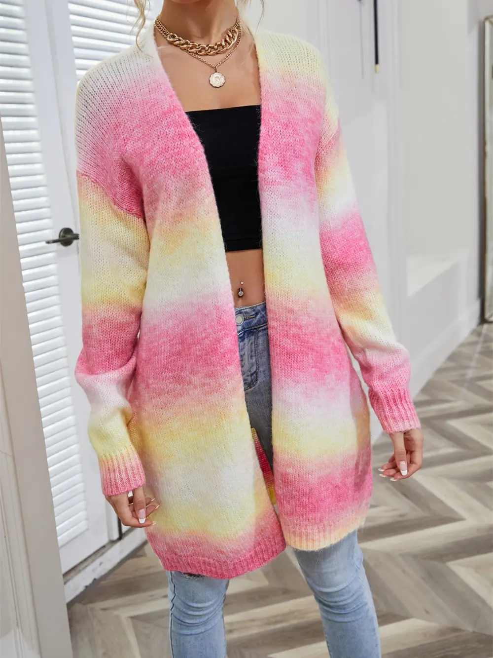 Full Size Gradient Open Front Cardigan, image 12
