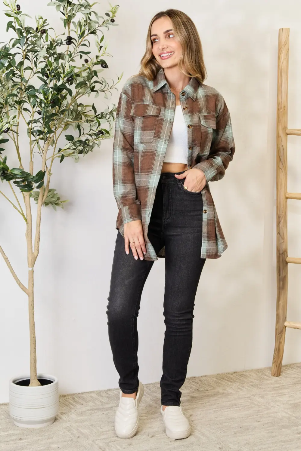 Plaid Dropped Shoulder Shirt, image 5