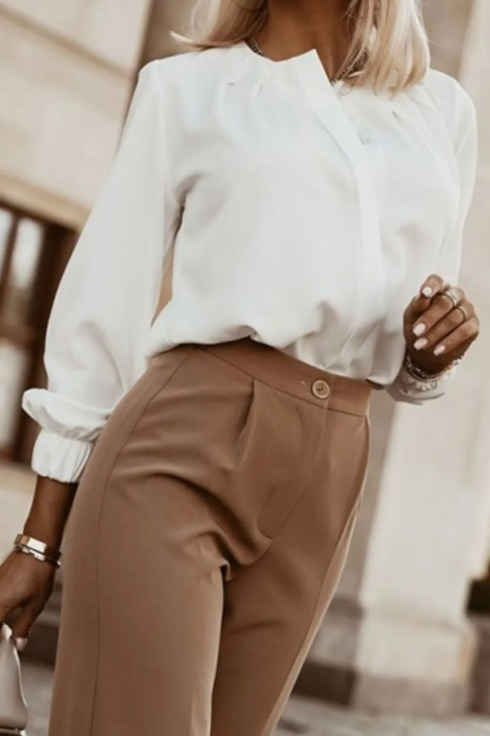 Button Up Round Neck Long Sleeve Shirt, image 23