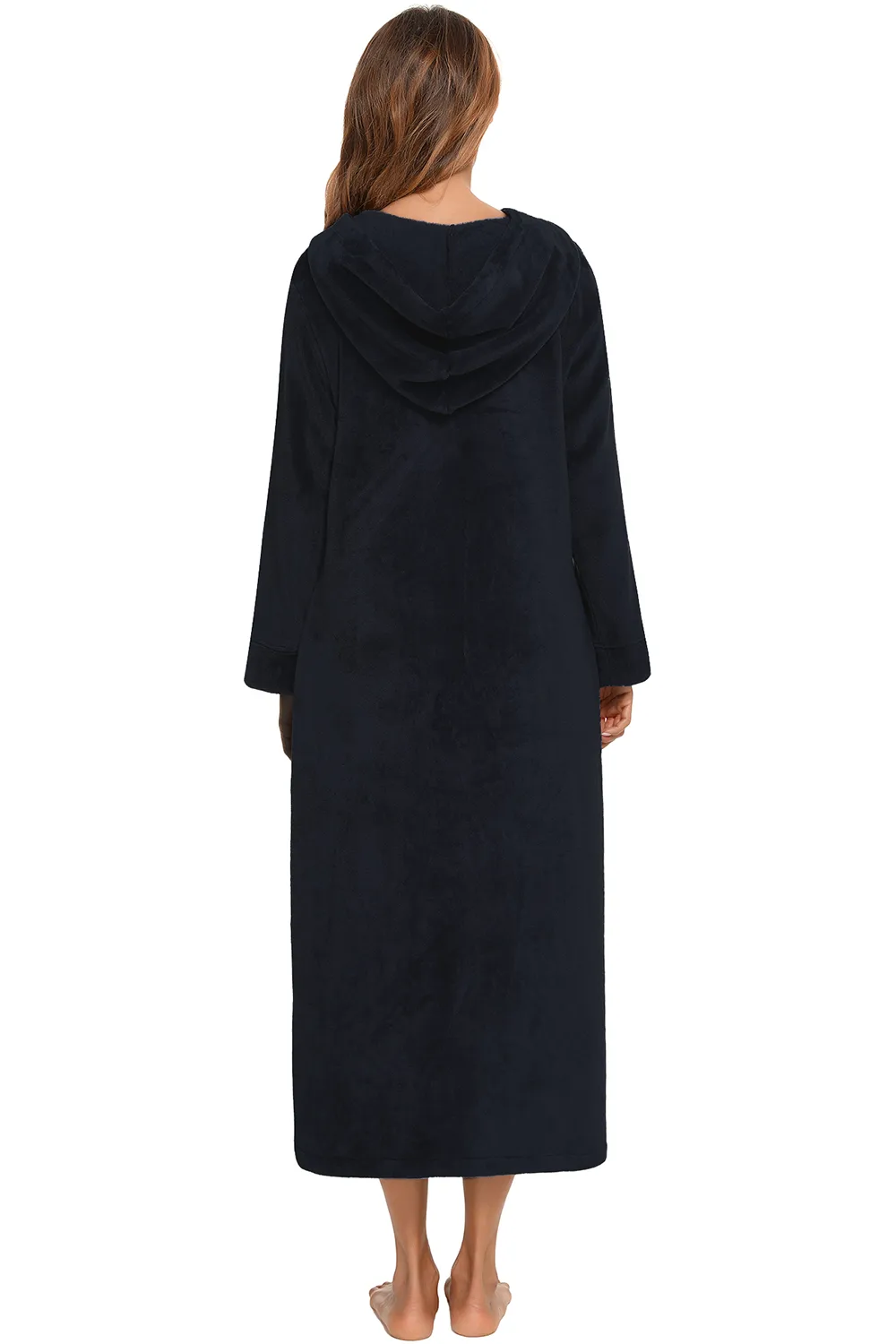 Zip Front Hooded Night Dress with Pockets, image 10