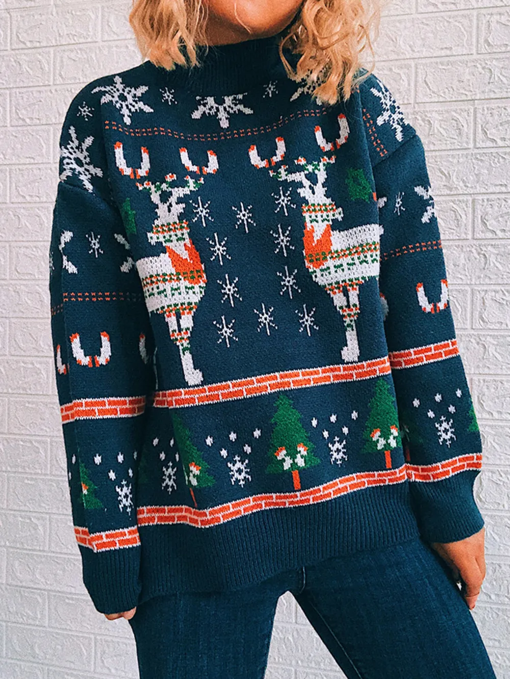 Turtleneck Drop Shoulder Long Sleeve Sweater, image 7