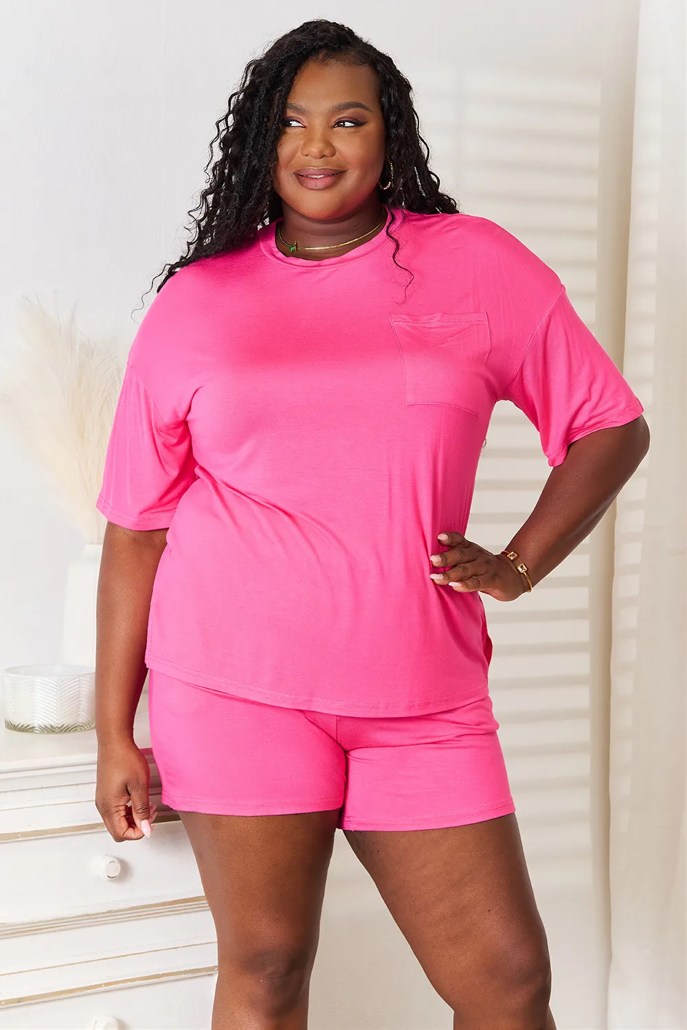 Full Size Soft Rayon Half Sleeve Top and Shorts Set, image 13