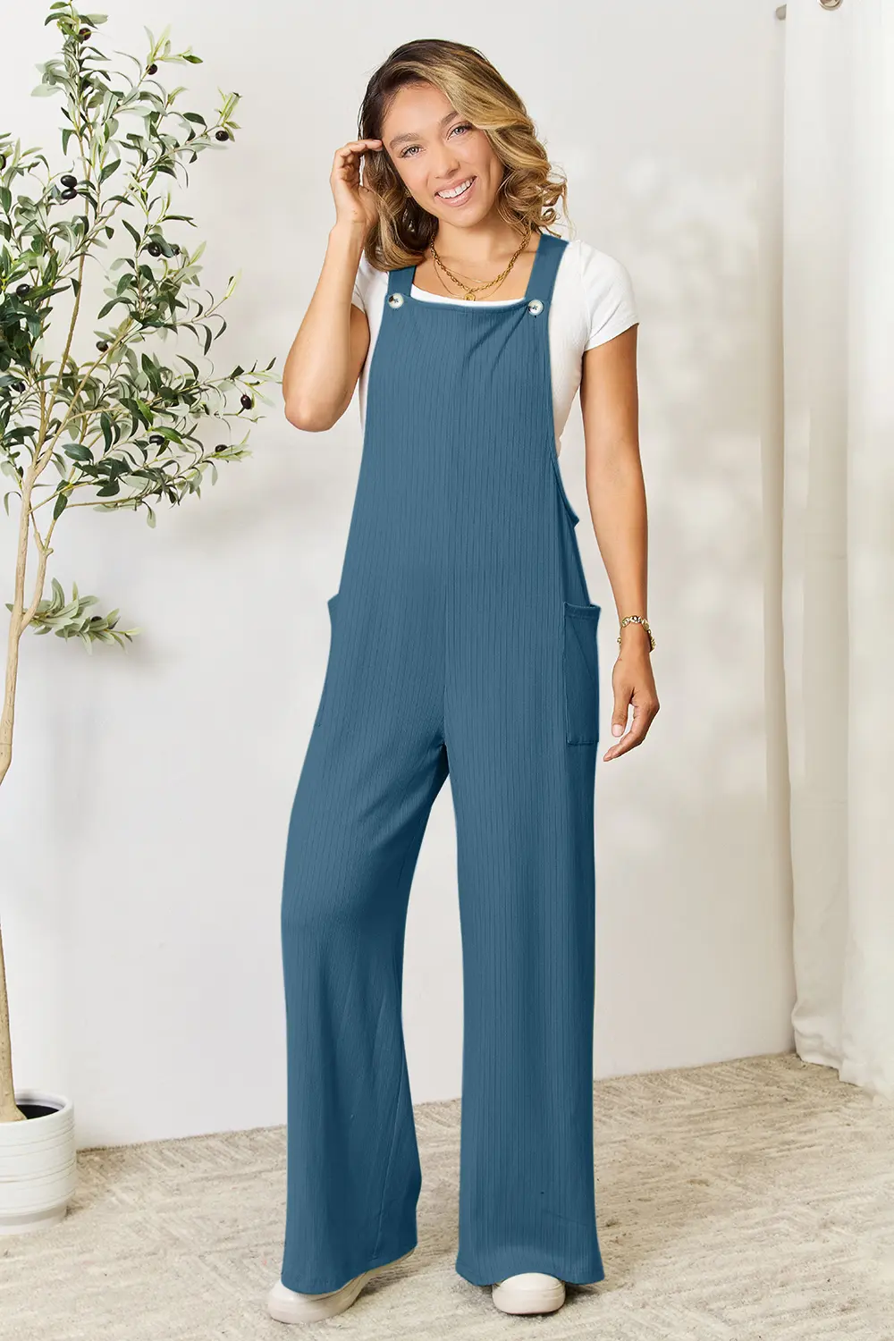 Full Size Wide Strap Overall with Pockets, image 10